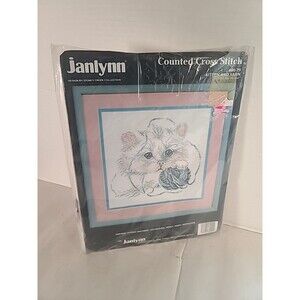 NOS VTG Janlynn Counted Cross Stitch #80-29 Kitten & Yarn  Sampler Sealed